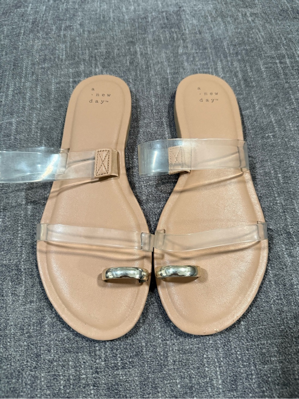 a new day Nude Clear-Strap Toe-Ring Slide Sandals